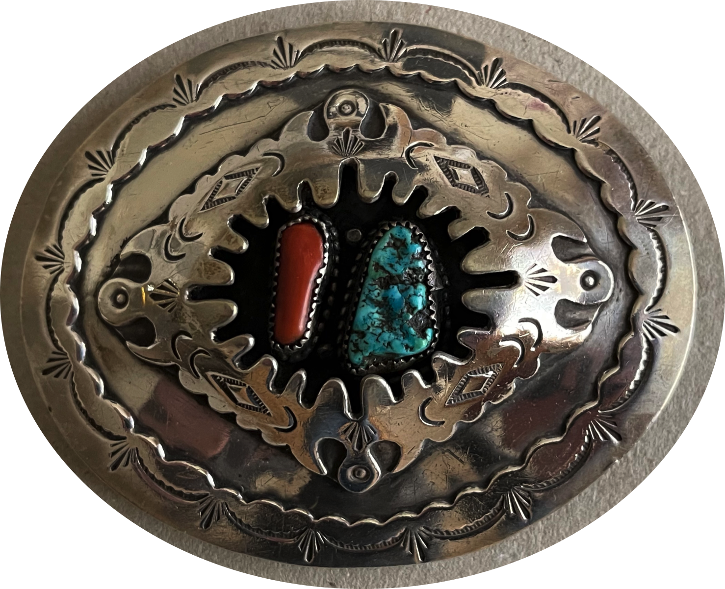 Hopi Silver Overlay Buckle by the Hopi SilverCrafts Cooperative Guild