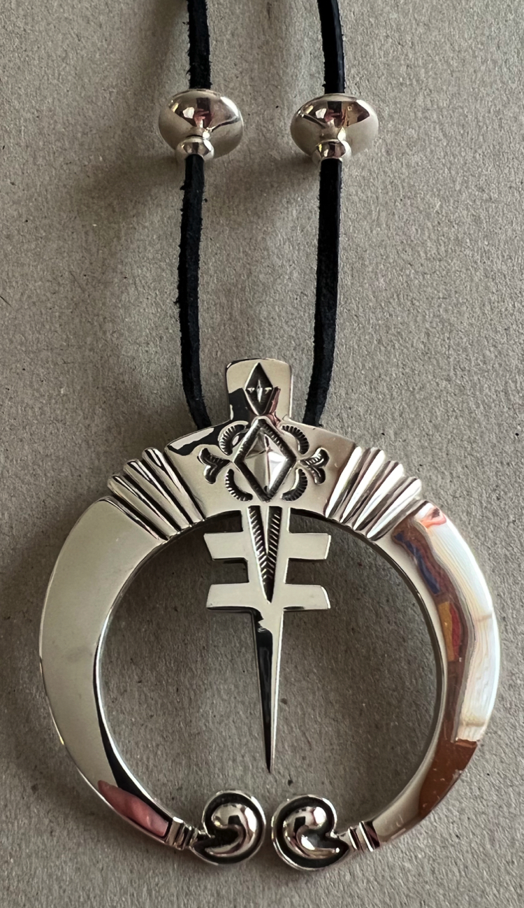 Jennifer Curtis Contemporary Navajo Silver Naja Stamped Pendant