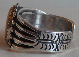 McKee Platero Navajo Silver And Golden Lipped Mussel Shell Bracelet