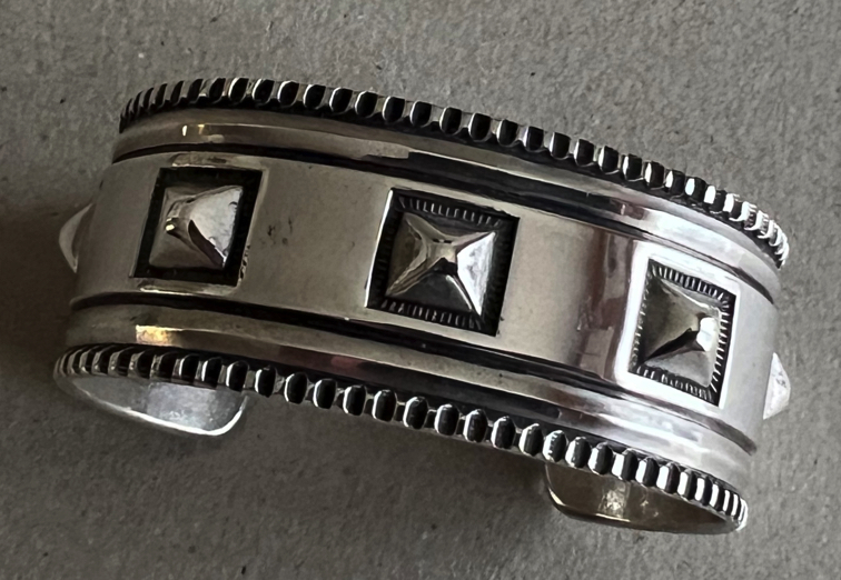 McKee Platero Navajo Silver Stamped And Repoussed Cuff Bracelet