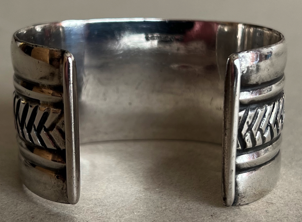 US Navajo 2 Cast Silver Cuff Bracelet attributed to Ambrose Roanhorse